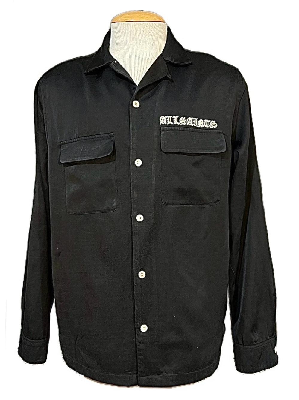 AllSaints Black Button-Down Work Shirt Size XL, Price $70